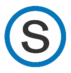 A blue and white circle with a letter s in itDescription automatically generated